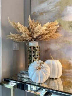 Large Gold & White Ceramic Cut-Out Design Vase