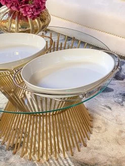 Oval Porcelain Serveware With Metal Base (2 Colors) -Home Essentials Shop image 4620fa6c 07d9 410a 817f 8ec6ce3b0803 new