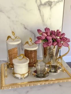 Large Rectangular Marble Tray With Gold Metal Handles And Gold Ruffle Border -Home Essentials Shop image 46ec5f6a 0624 4202 a28b a3fd66e9b1f1 new 1