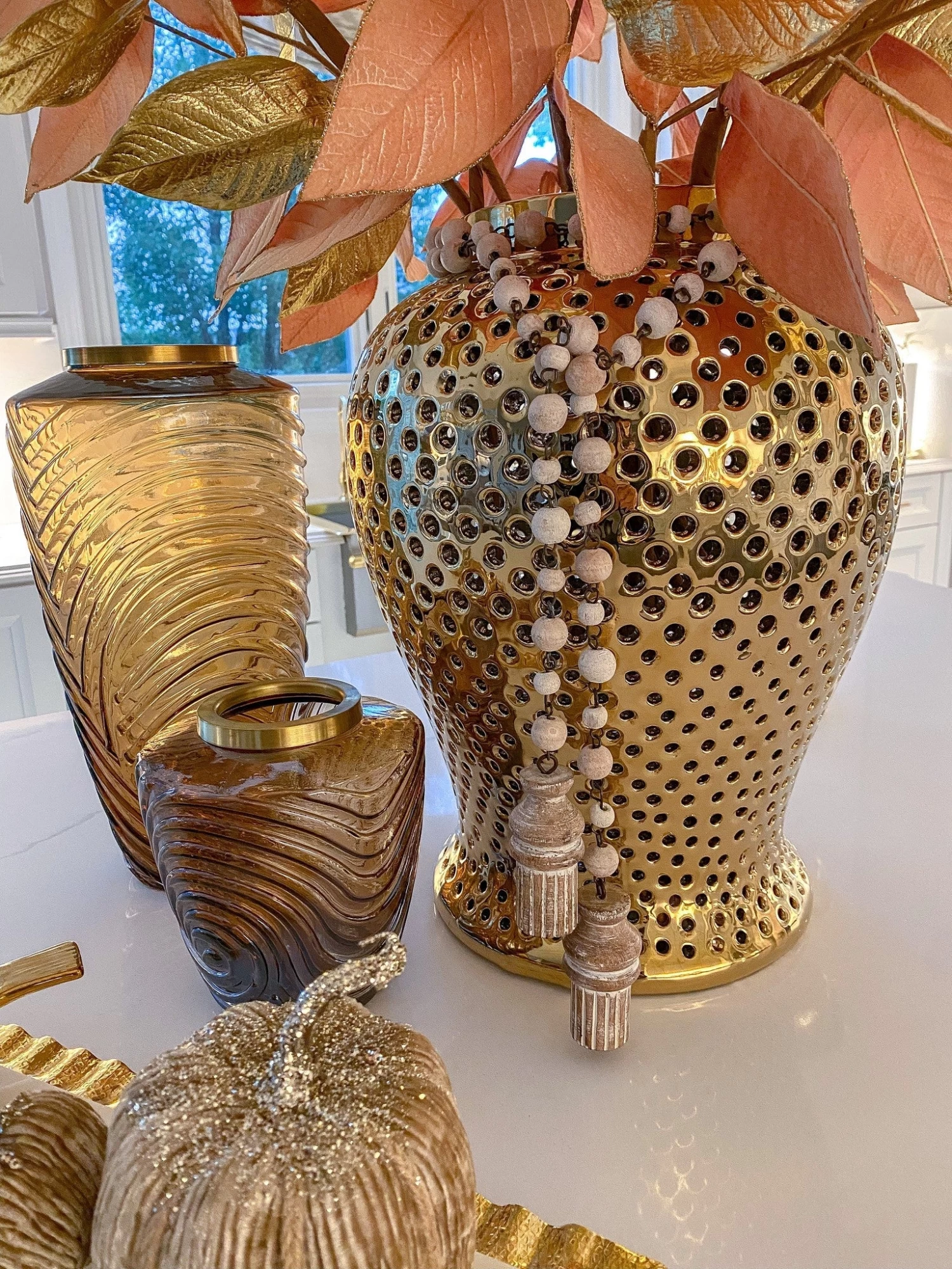 Whitewash Wooden Beaded Garland 5 Whitewash Wooden Beaded Garland - Image 3