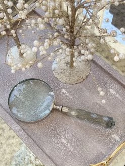 Large Silver Magnifying Glass With Textured Glass Handle