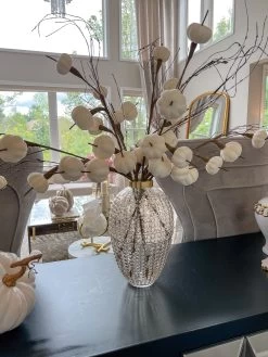 38" Mini Fall Cream Velvet Pumpkin Stem