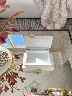 White Wooden Decorative Box With Gold Flower Design (2 Sizes) -Home Essentials Shop image 4d8d6dcc 804c 406c 843d f9d011f416e3 new