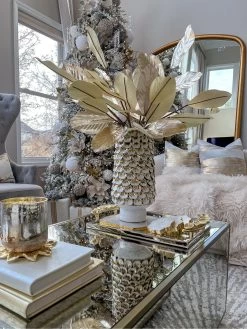 White Ceramic Vase With Gold & White Petal Design -Home Essentials Shop image 4dadf9fb edaa 4529 9b2a 69573861586f new 1