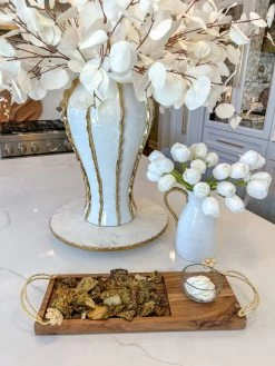 Wooden Tray With Glass Bowl From The Hydrangea Collection