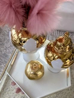 Pearlized Hexagon Trays With Gold Handles (2 Sizes) -Home Essentials Shop image 54a87f5c e720 4831 8b57 90f4a0968097 new 1