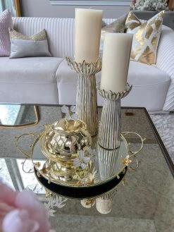 Round Mirrored Tray With Gold Flower Design 12 Round Mirrored Tray With Gold Flower Design -Home Essentials Shop image 55c28da5 a1ec 4ec5 b7f5 9319dbbd6024 new