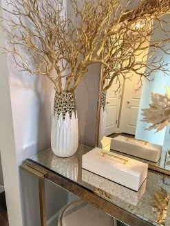 White And Gold Porcelain Vase With Circle Cutout Design (2 Styles)