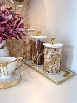 Gold Leaf Canister From The Jasmine Collection (3 Sizes)
