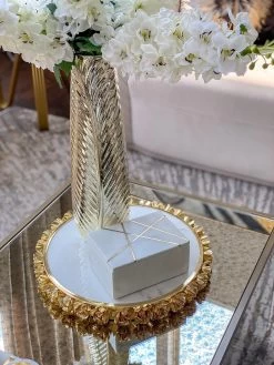 Marble Box With Gold Geometric Design