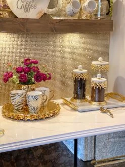 Gold Beaded Canisters W/ Marble Lid (3 Sizes) -Home Essentials Shop image 638c8b4b 1f8d 4d0b 97e0 485053293928 new