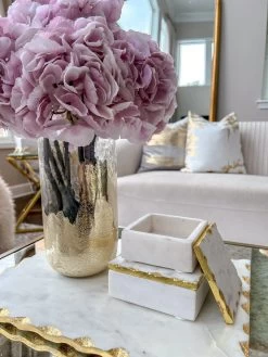 Glass And Metallic Gold Leaf Vase -Home Essentials Shop image 63cc32cc 07c7 4a76 af24 bab318960633 new 1