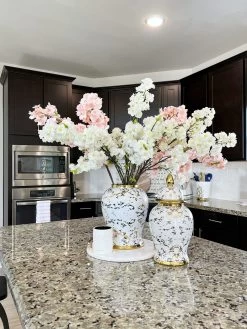 Gold & White Marble Print Ginger Jar "From Pops Of Color Home Collection" (2 Sizes)