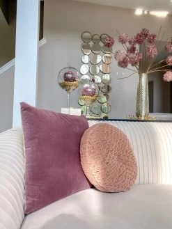 Blush Woven Velvet Round Pillow -Home Essentials Shop image 655ac0cc b863 4d64 818b 3c7752db1892 new