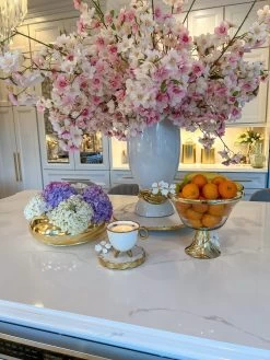 Large Gold Metal Round Bowl Vase From The White Jeweled Flower Collection -Home Essentials Shop image 6c877013 d4ee 4111 8d88 2a99e9142877 new 1