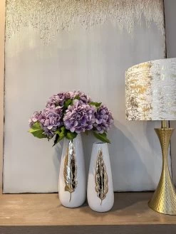 White Ceramic Vase With Gold Leaf Design (3 Sizes) -Home Essentials Shop image 6c9faf68 5e8c 498b 816d 6a45b2bd9c87 new 1