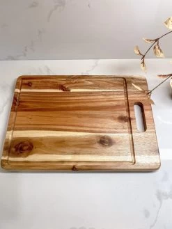 Large Wood Cutting Board With Handle And Groove
