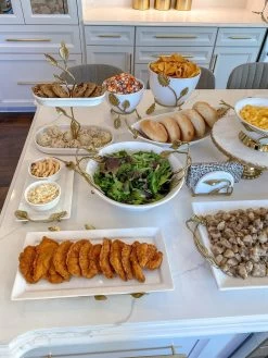 White Ceramic Tray With Gold Base And Leaf Detail -Home Essentials Shop image 7ccf8980 1ec0 4843 b8ed 16ae44a85de5 new