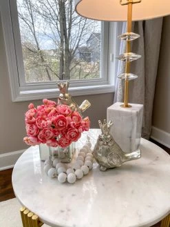 Light Champagne Birds W/ Crowns, Set Of 2