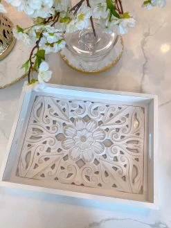 White Wood Trays With Detailed Interior (Set Of 3) -Home Essentials Shop image 837a8fb0 e77c 49c6 8276 42666a3a1b42 new