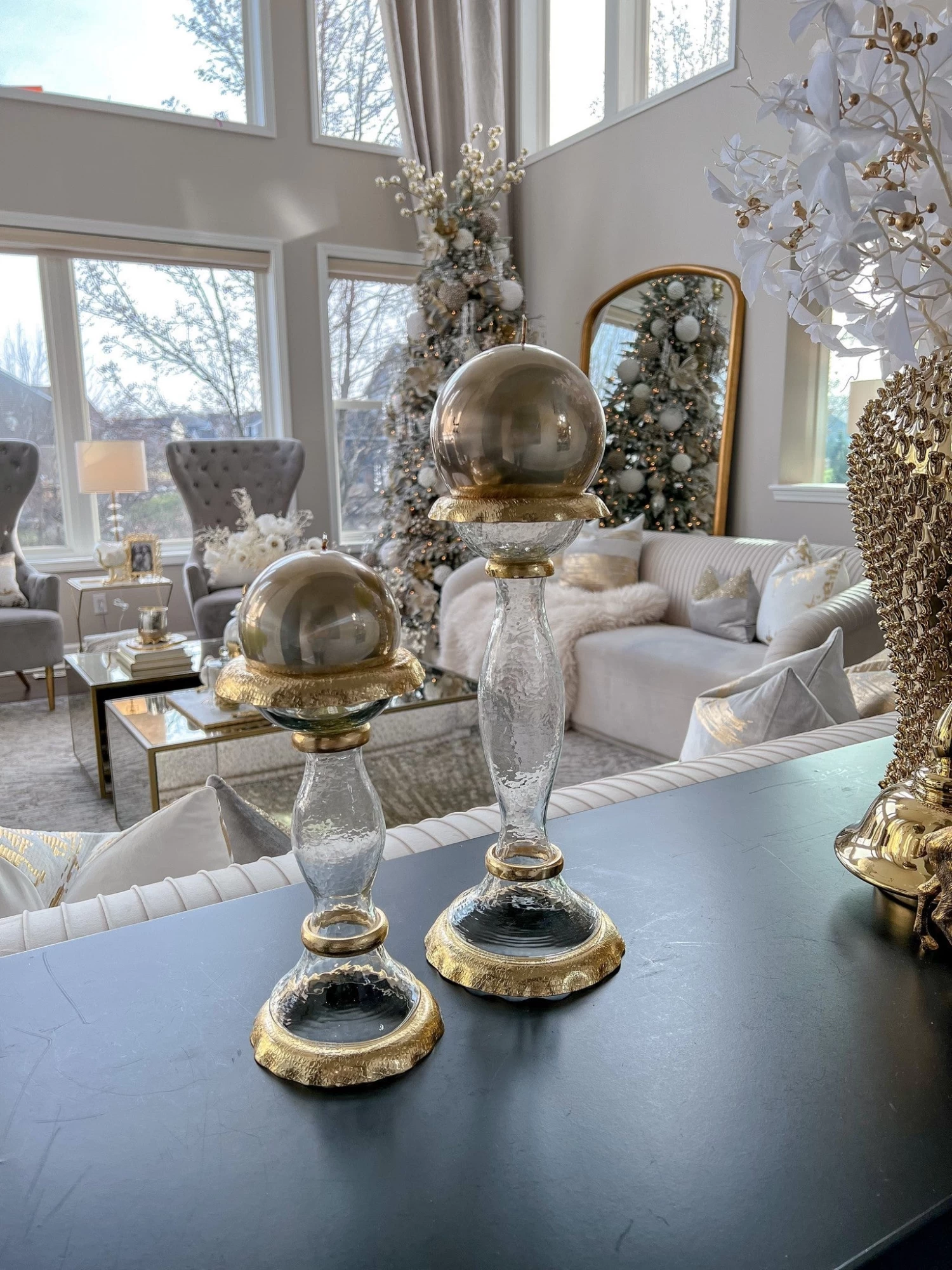 Glass Candle Holders With Gold Ruffle Detail (2 Sizes) 10 Glass Candle Holders With Gold Ruffle Detail (2 Sizes) - Image 8