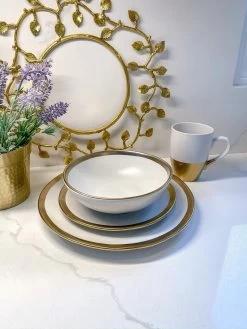 Gold And White 4 Piece Place Setting -Home Essentials Shop image 85842189 19b4 4fa4 a6be f4755bd57cab new