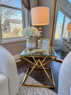 White Ceramic Vase With Gold Circle Design