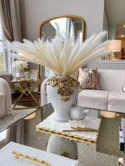 White Textured Ginger Jar With Gold Floral Design (3 Sizes) -Home Essentials Shop image 89af7ae1 e59d 49ad 8fda 6fe125704937 new 1