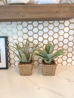 Plant In Wicker Basket Vase (Set Of 2)