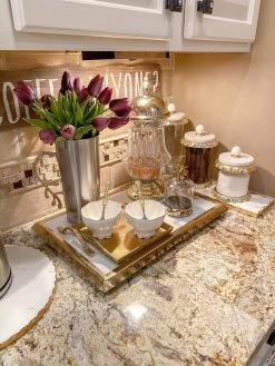 Large Rectangular Marble Tray With Gold Metal Handles And Gold Ruffle Border -Home Essentials Shop image 8fa6e3f1 3972 4b4b bda4 77a3aefc458e new