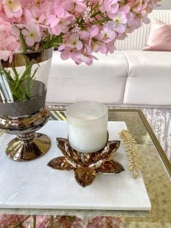 Amber Crystal Flower Candle Holder