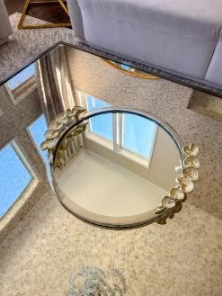 Large Round Decorative Mirror Tray With Gold Petal Handle Details -Home Essentials Shop image 93a30ea7 405c 4b86 a8d6 cfd23839f556