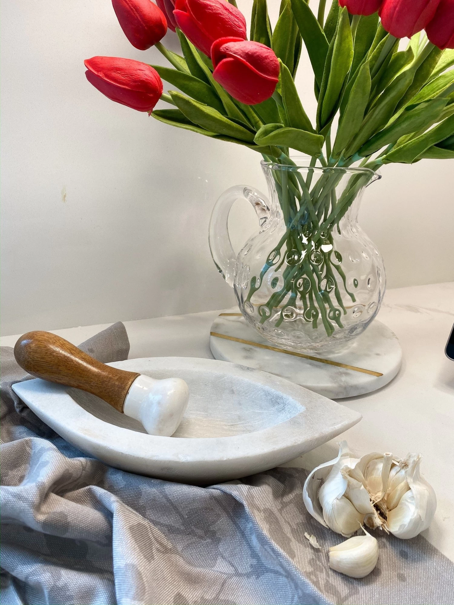 Marble Mortar And Pestle With Wooden Handle (3 Styles) 4 Marble Mortar And Pestle With Wooden Handle (3 Styles) - Image 2