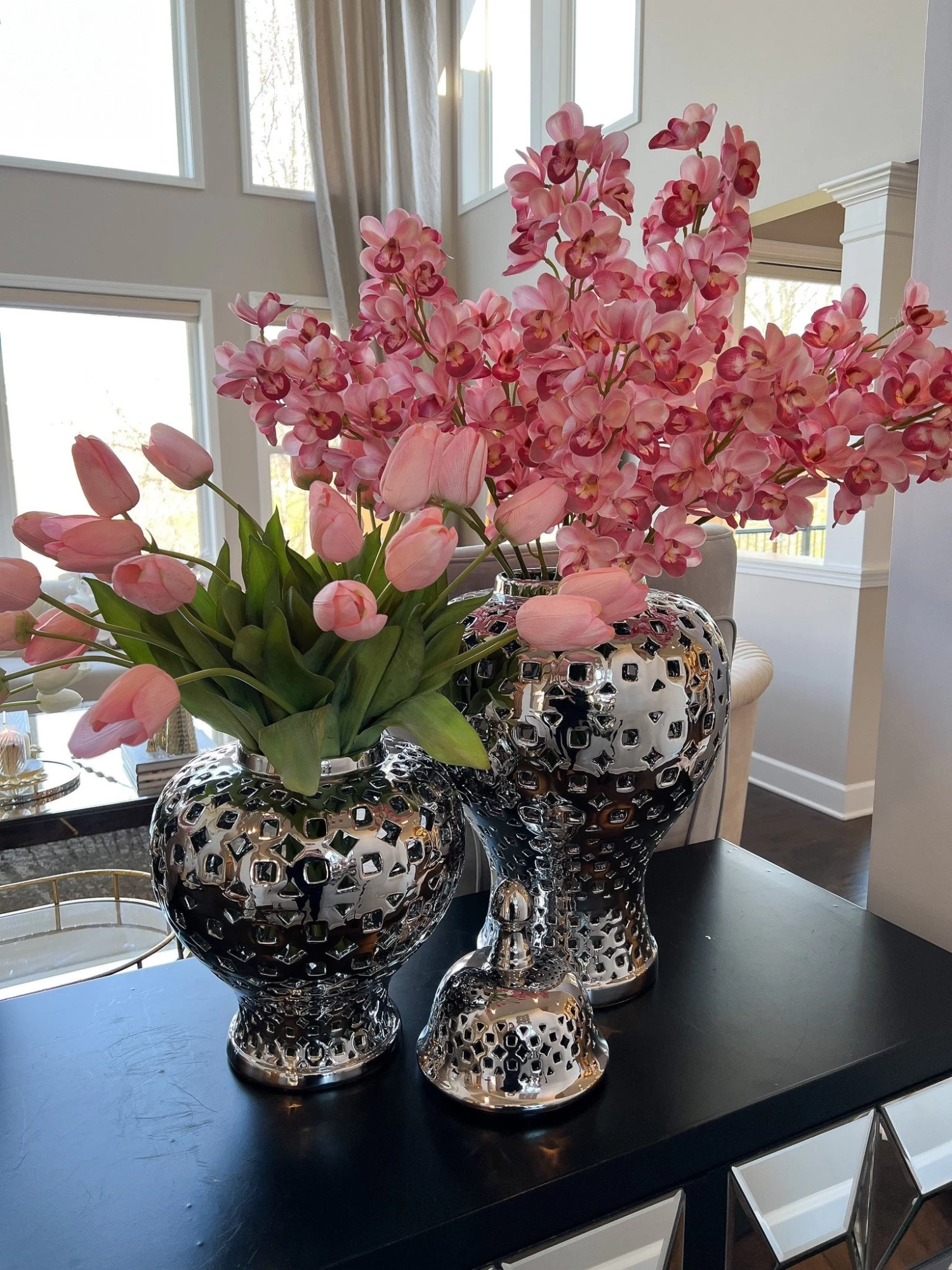 Silver Pierced Patterned Ginger Jar (2 Sizes) 3 Silver Pierced Patterned Ginger Jar (2 Sizes)