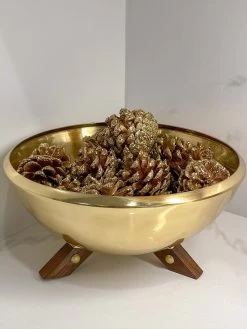 Gold Bowl With Wooden Legs -Home Essentials Shop image a29c3a26 0ca9 4ec8 a534 bdd82c4f6cb8 new