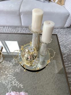 Round Mirrored Tray With Gold Flower Design 13 Round Mirrored Tray With Gold Flower Design -Home Essentials Shop image a3328773 148e 4b5c bf9e c1e877536654 new