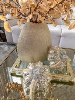 Mercury Glass Pumpkin With Burlap Details
