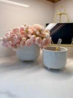 White Ceramic Evil Eye Planter (2 Sizes) -Home Essentials Shop image a81d5206 d60a 404c 9771 a96017111a38 new