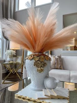 White Textured Ginger Jar With Gold Floral Design (3 Sizes) -Home Essentials Shop image a88f8f7c e320 4520 a324 ae3d254e8a7f new