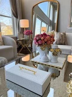 White Textured Ginger Jar With Gold Floral Design (3 Sizes) -Home Essentials Shop image b2179486 204a 462b ae2b e71743743d3f new