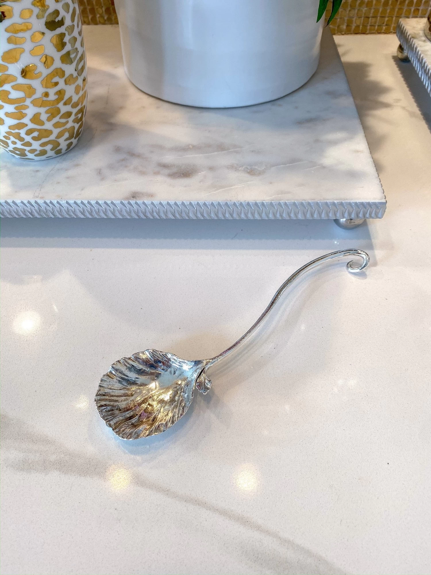 Silver Flower Petal Spoon Rest ( 2 Sizes ) 4 Silver Flower Petal Spoon Rest ( 2 Sizes ) - Image 2