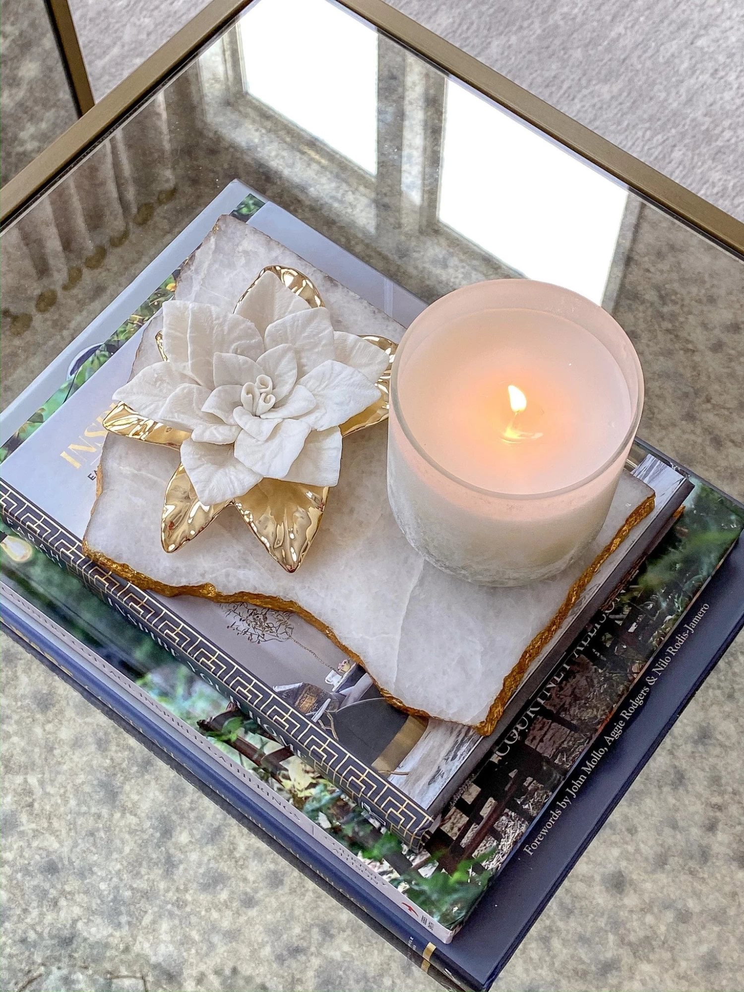 Gold Edge Agate Trivet With Knife 9 Gold Edge Agate Trivet With Knife - Image 7