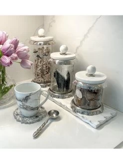 Marble & Silver Hammered Canisters -Home Essentials Shop image cb327e76 dbad 4d38 94d3 1eb89f43c7cb new