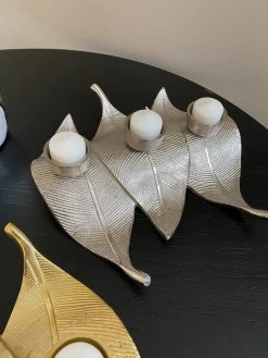 Silver Triple Leaf Tea Light Holder