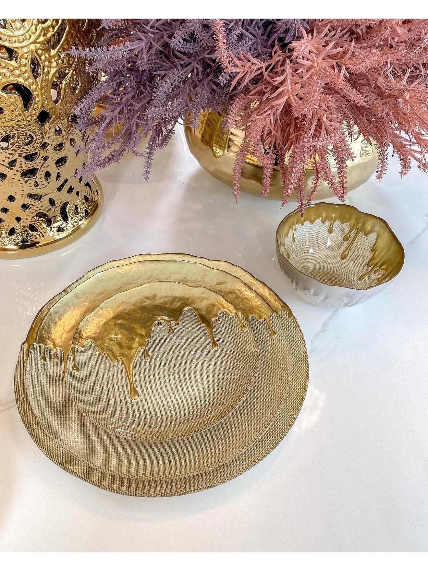 Gold Dipped Dinnerware Collection (Sold Separately) 3 Gold Dipped Dinnerware Collection (Sold Separately)