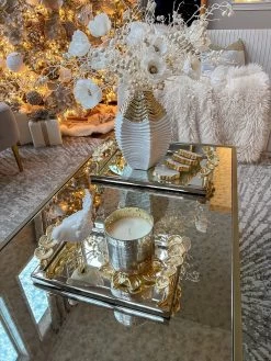 Rectangular Mirror Tray With Silver Border And Gold Leaf Design (2 Sizes) 9 Rectangular Mirror Tray With Silver Border And Gold Leaf Design (2 Sizes) -Home Essentials Shop image d326ac26 0c81 446d aec3 a609de632be8 new