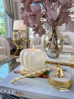 White And Gold Pumpkin Candle (2 Sizes)