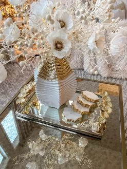 Rectangular Mirror Tray With Silver Border And Gold Leaf Design (2 Sizes)