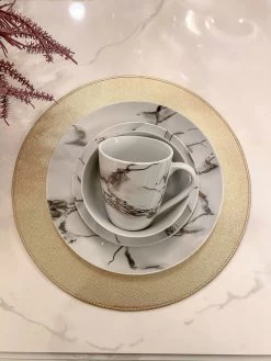 Metallic Marbled 16 Piece Dinner Set