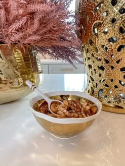 Gold And White Snack Bowl And Spoon Set